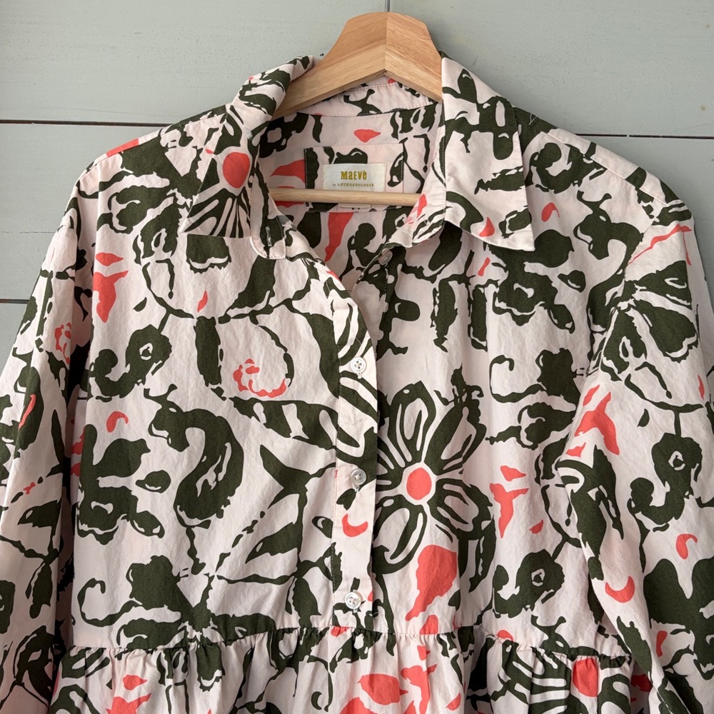 Maeve by Anthropologie Floral Tiered Shirt Dress – Size Medium - Picture 4 of 7